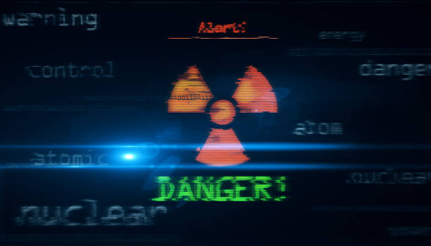 Alert wargning with skull symbol technology concept. Abstract sign on glitch screens 3d illustration.