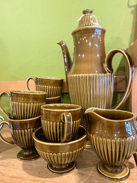 istock Antique brown teapot and cups 2150584873