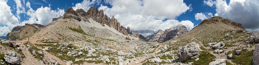 Valley Val Travenanzes and rock face in Tofane gruppe, Mount Tofana de Rozes, Alps Dolomites mountains, Fanes national park, Italy