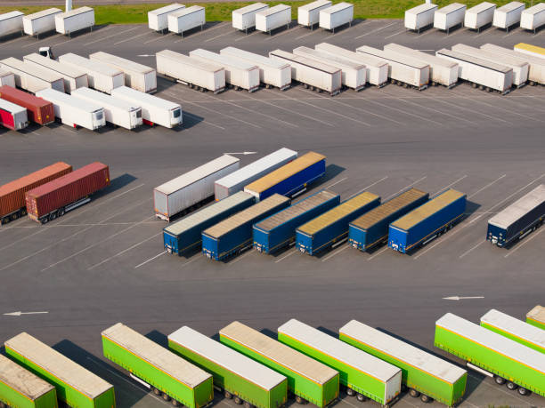 istock Rows of freight trailers at a center for distribution 2150591735