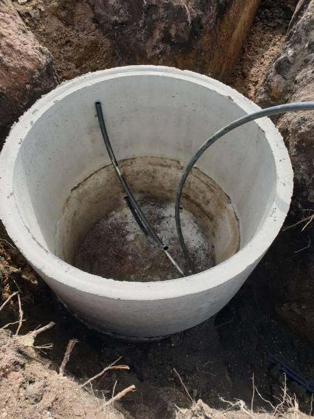 istock old water well, replacement of water pipes 2150594606