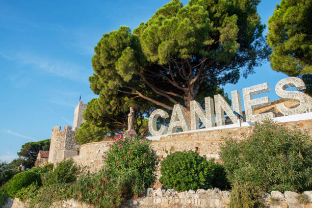 istock Sign Cannes next to Eglise Notre-Dame d'Esperance 2150598048