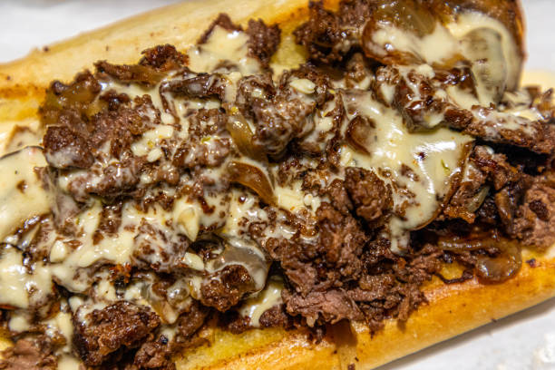 Steak tip dinner sub with onions and peppers