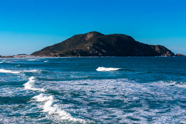 Beach and Sea islands in the South of Florianopolis sea and waves on the coast of Brazil