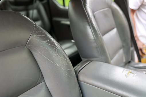 Cracked leather car seat