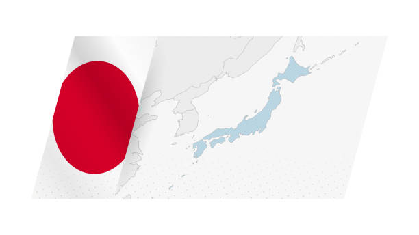 istock Japan map in modern style with flag of Japan on left side. 2150606039