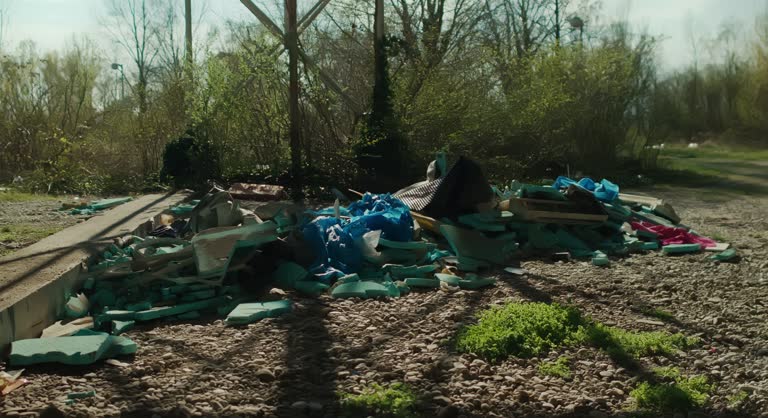 Pile of debris on hospital grounds, Zagreb Croatia