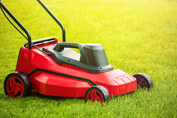 istock Lawnmower on green grass. Mowing the lawn. 2150608185