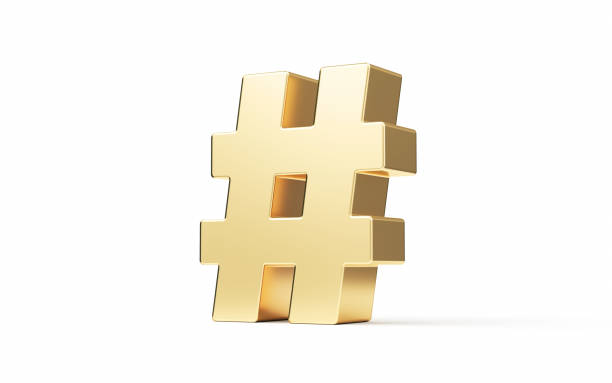 istock Golden hashtag icon isolated on white background 2150608369