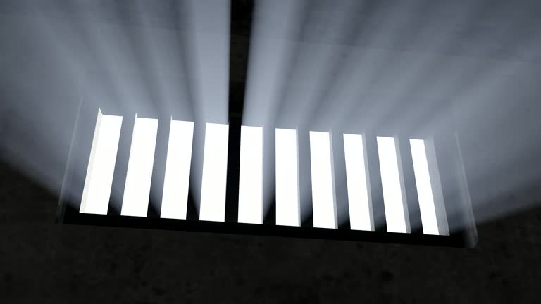Eerie dark prison windows and high walls