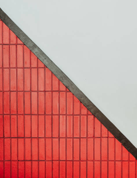 Red terracotta block wall and white cement wall pattern and background seamless