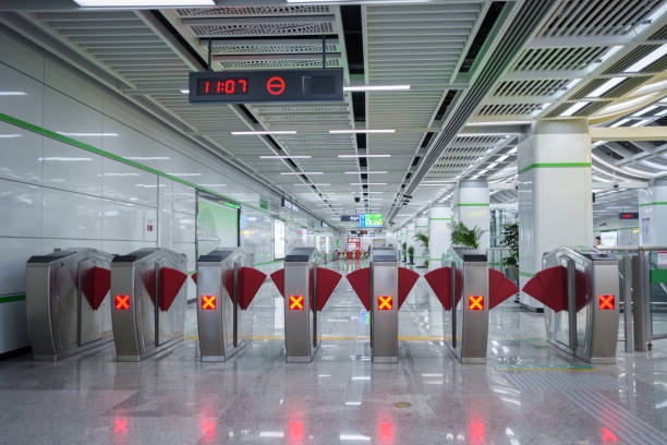 istock Subway station entrance and exit gates 2150623686