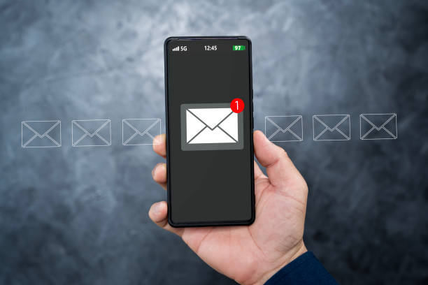 istock Email with notification alert, Direct selling project in customer list. 2150625199