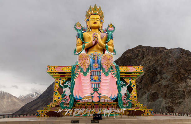 istock Large, colorful Buddhist statue at Diskit Monastery in India 2150627174