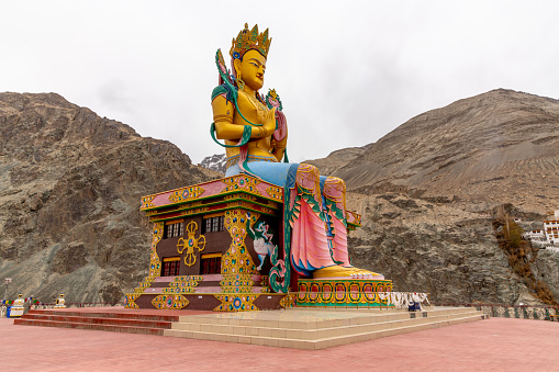 Statue at landmark monastery in the Himalayas near the Tibet/India border