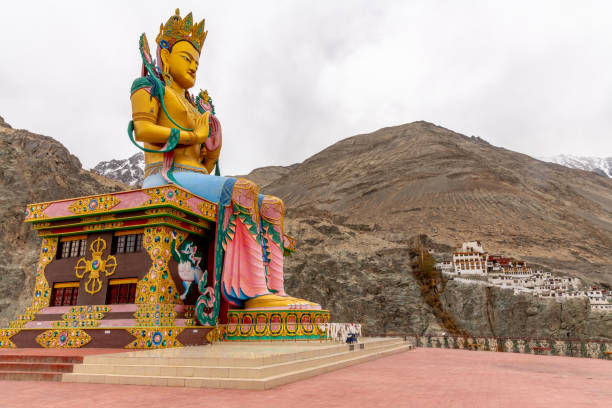 istock Large, colorful Buddhist statue at Diskit Monastery in India 2150627389