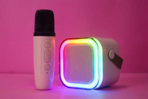 istock Colorful light bluetooth portable karaoke speaker with mini mic 2150635471