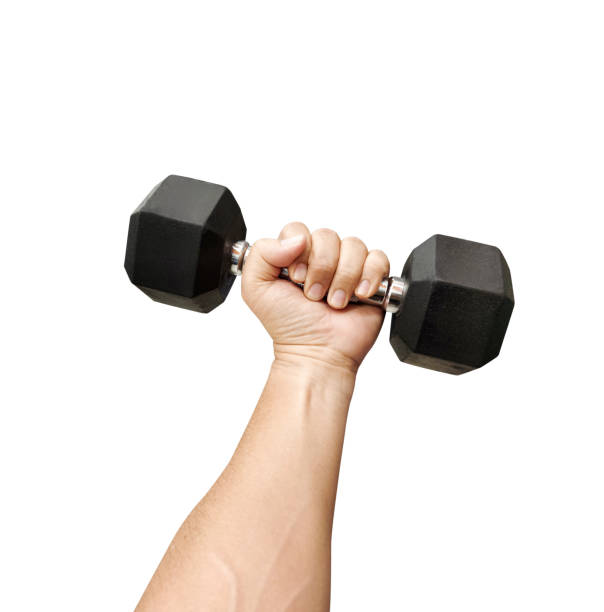 istock Man holding a dumbbell in his hand 2150636479