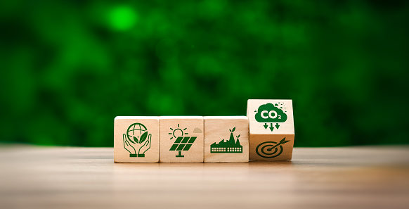 Reduce Co2 Emissions concepts, Global Warming, and Climate Change Energy Conservation, Sustainable Development, Earth Day. Long-term sustainability and societal impact, No toxic gases