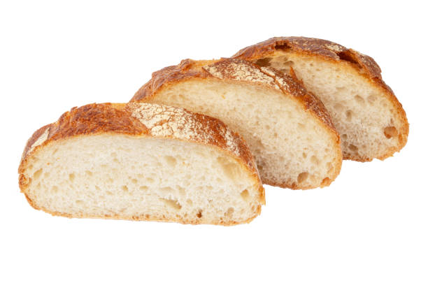 istock Slices of bread isolated on white background 2150637476