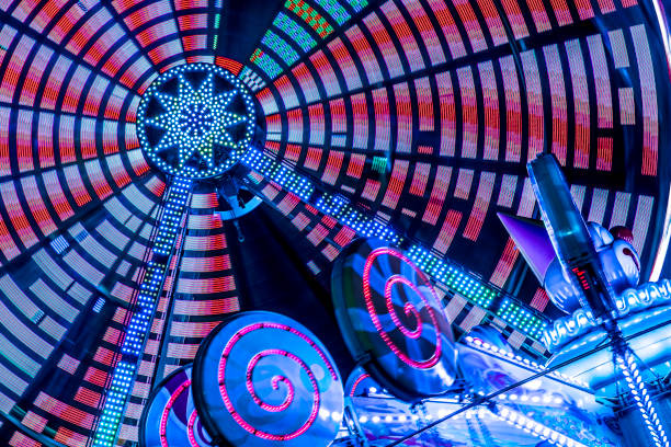 istock Moving Colorful Neon Lights Ferris Wheel at Night 2150638191