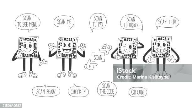Groovy Code Icon Qr Code Scan Instruction Groovy Characters Set Stock Illustration ...