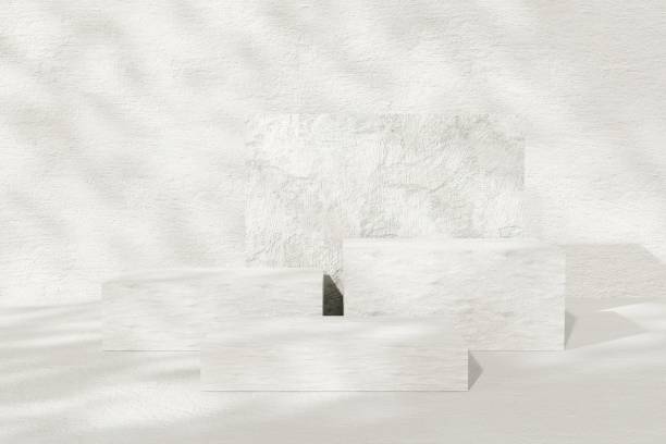 istock Premium 3D | Abstract minimalistic with empty podium set against a backdrop of product display mockup geometric platforms that are abstract Stage for showcase in landscape 2150642144