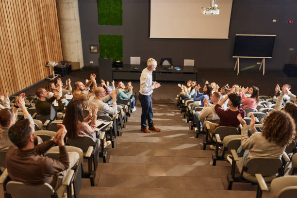 istock Applauding to our professor in lecture hall! 2150643483
