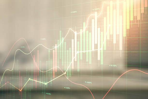 istock Multi exposure of virtual creative financial chart hologram on modern business center exterior background, research and analytics concept 2150644681
