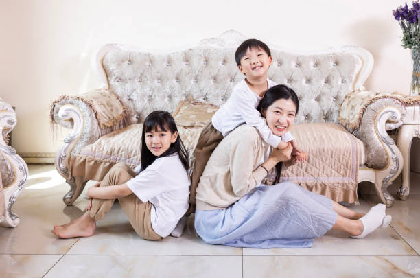 The mother stayed with the two children