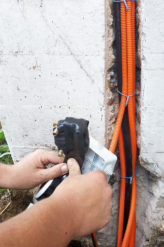 Installation of electrical grounding near the house. 2019