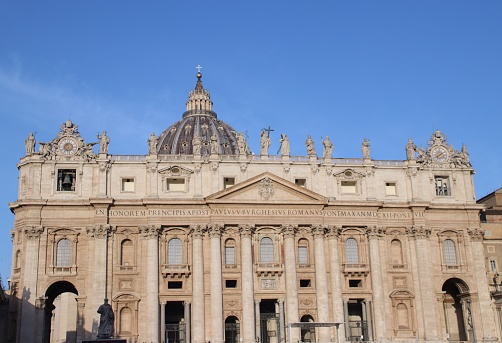Front view of St Peter's Basilica, Vatican City, Rome, Italy