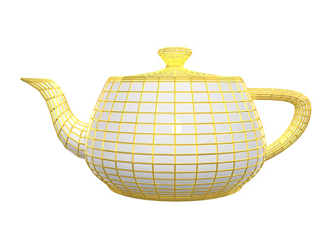 3D illustration. Golden teapot isolated on white background.