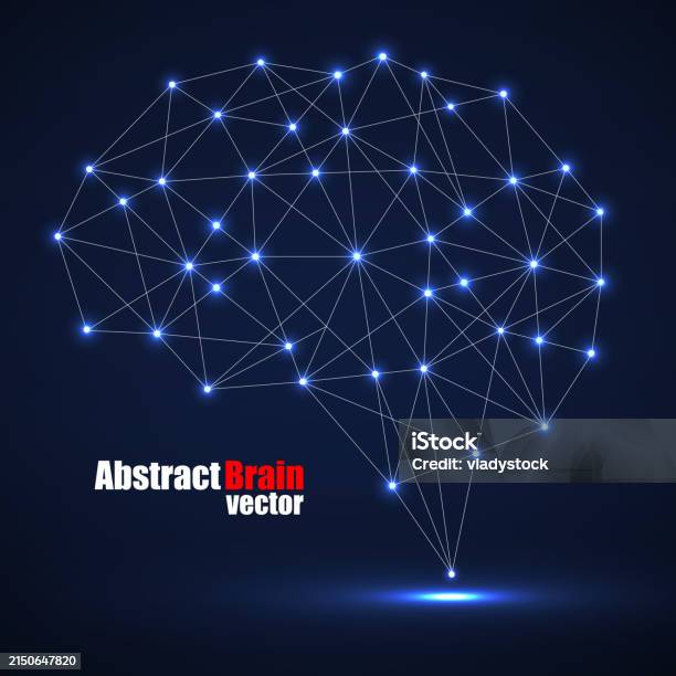 Abstract Geometric Brain With Triangular Polygons Network Connections ...