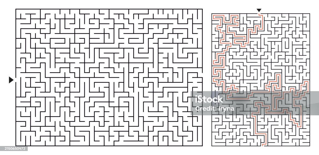Rectangular Maze With A Solution Medium Difficulty Brain Teaser For ...