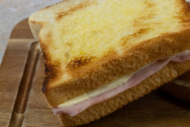 Grill cheese and ham sandwich