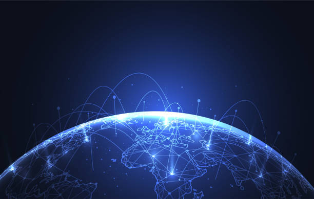 istock Global network connection. World map point and line composition concept of global business. Vector Illustration 2150651529