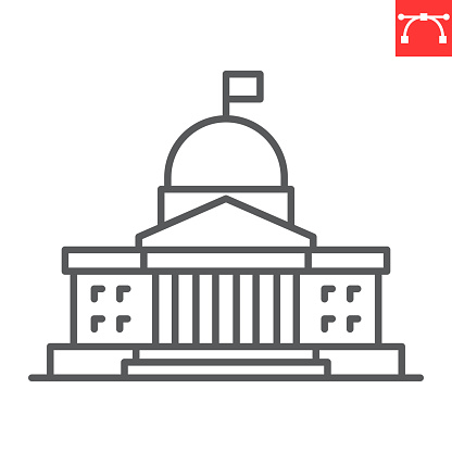 Government line icon, building and architecture , congress vector icon, vector graphics, editable stroke outline sign, eps 10.