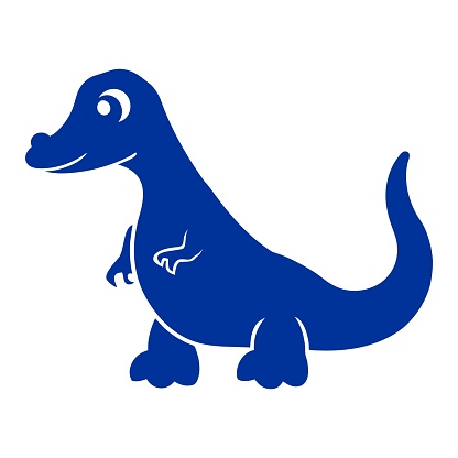 Blue Baryonyx Dinosaur Cartoon Illustration in Upright Pose on Clean Background