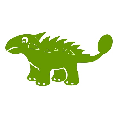 Green Ankylosaurus Cartoon Illustration with Smiling Face and Friendly Demeanor