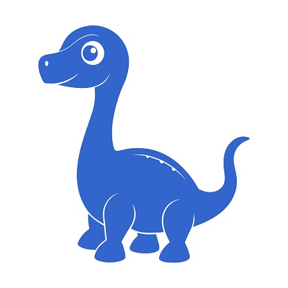 Blue Brontosaurus Cartoon Illustration Depicting a Content and Whimsical Dinosaur
