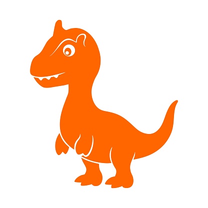Orange Carcharodontosaurus Cartoon Dinosaur Illustration with a Fierce Expression