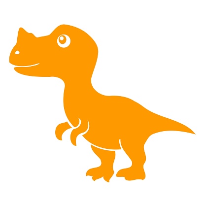 Vibrant Orange Cartoon Ceratosaurus Dinosaur Illustration with a Playful Stance