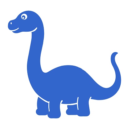 Smiling Blue Cartoon Diplodocus Dinosaur Illustration for Children's Educational Content