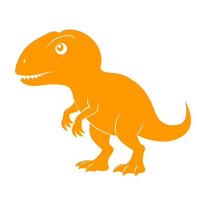 Friendly Orange Cartoon Giganotosaurus Dinosaur Illustration with an Inquisitive Look
