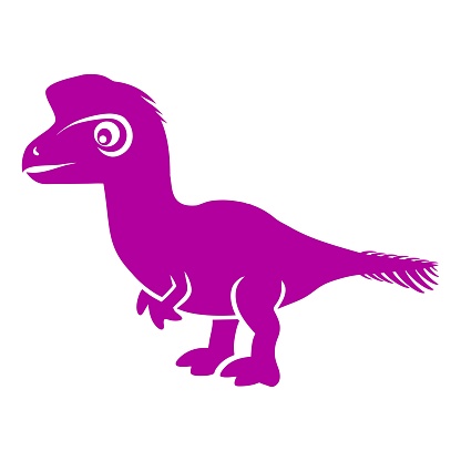 Vibrant Purple Cartoon Oviraptor Dinosaur Illustration with a Curious Stance