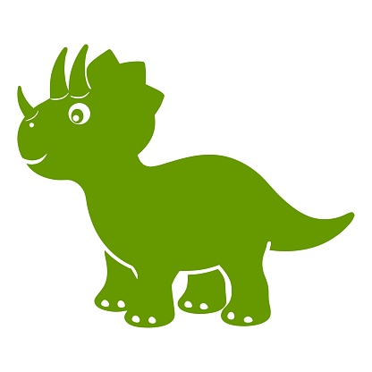 Charming Triceratops silhouette in fresh green, showcasing its iconic horns and gentle demeanor.