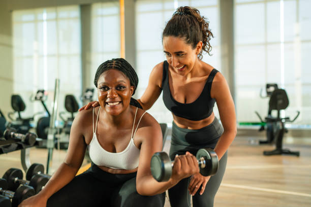 istock Fitness exercising in gym. 2150659871
