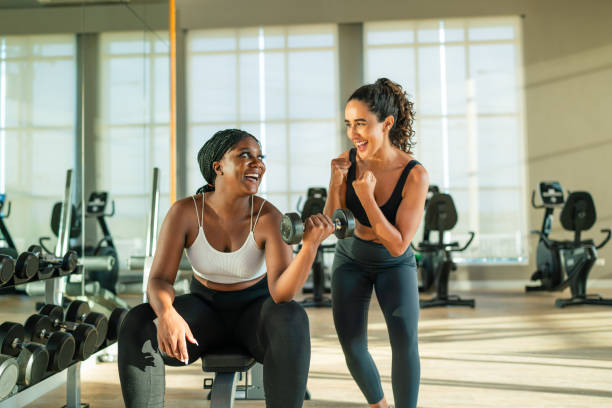 istock Fitness exercising in gym. 2150659945