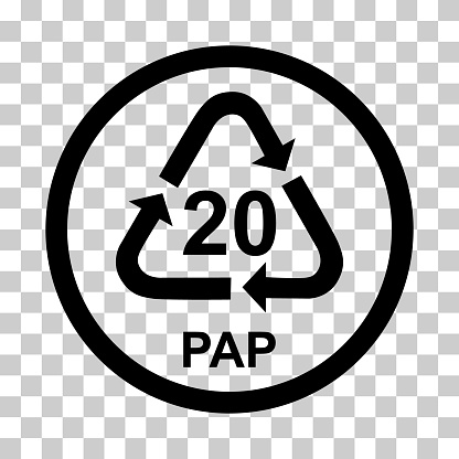 Paper symbol, ecology recycling sign isolated on white background. Package waste icon .
